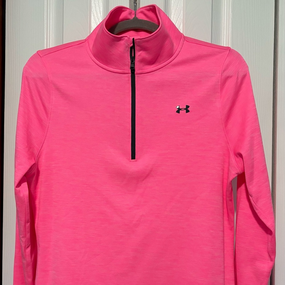 Women’s Under Armour Neon Pink Half-Zip Long Sleeve Athletic Shirt